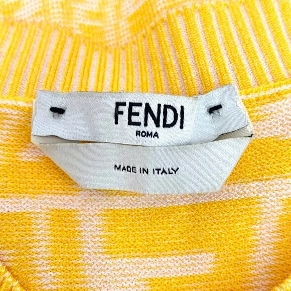 Fendi Yellow logo jacquard all-over print knit cardigan - Picture 5 of 8